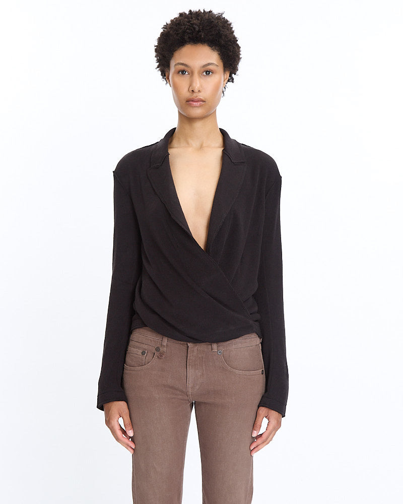 R13 Twisted Lapel Top in black