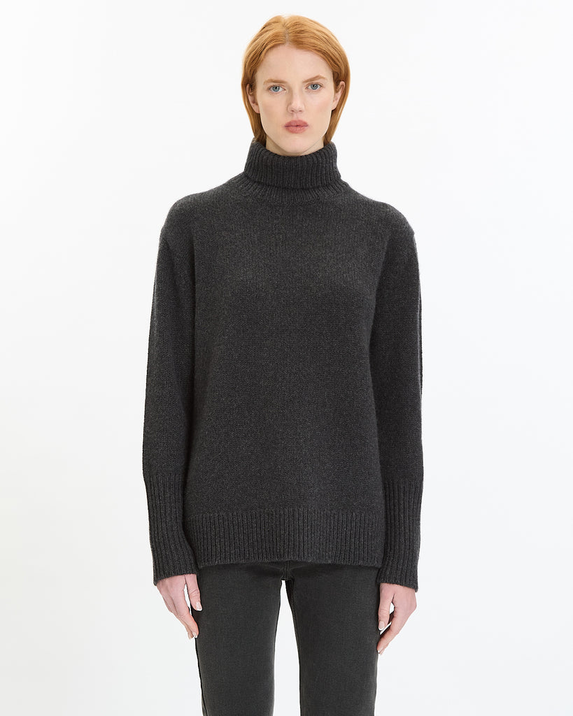 6397 High Neck Long Sleeve in charcoal