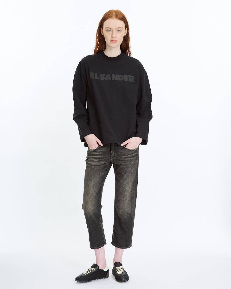 【JIL SANDER】Beaded Detail T-Shirt Black T-Shirt---Black-J22GC0120-