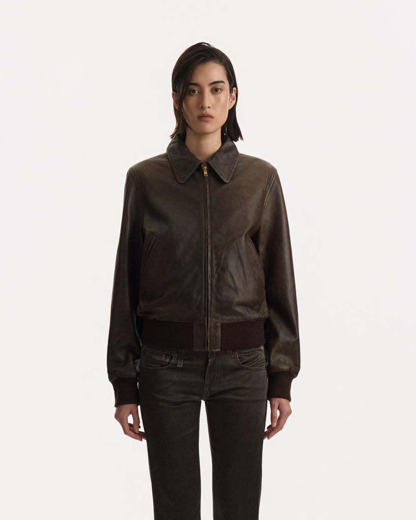 R13 Boyfriend Leather Bomber 
