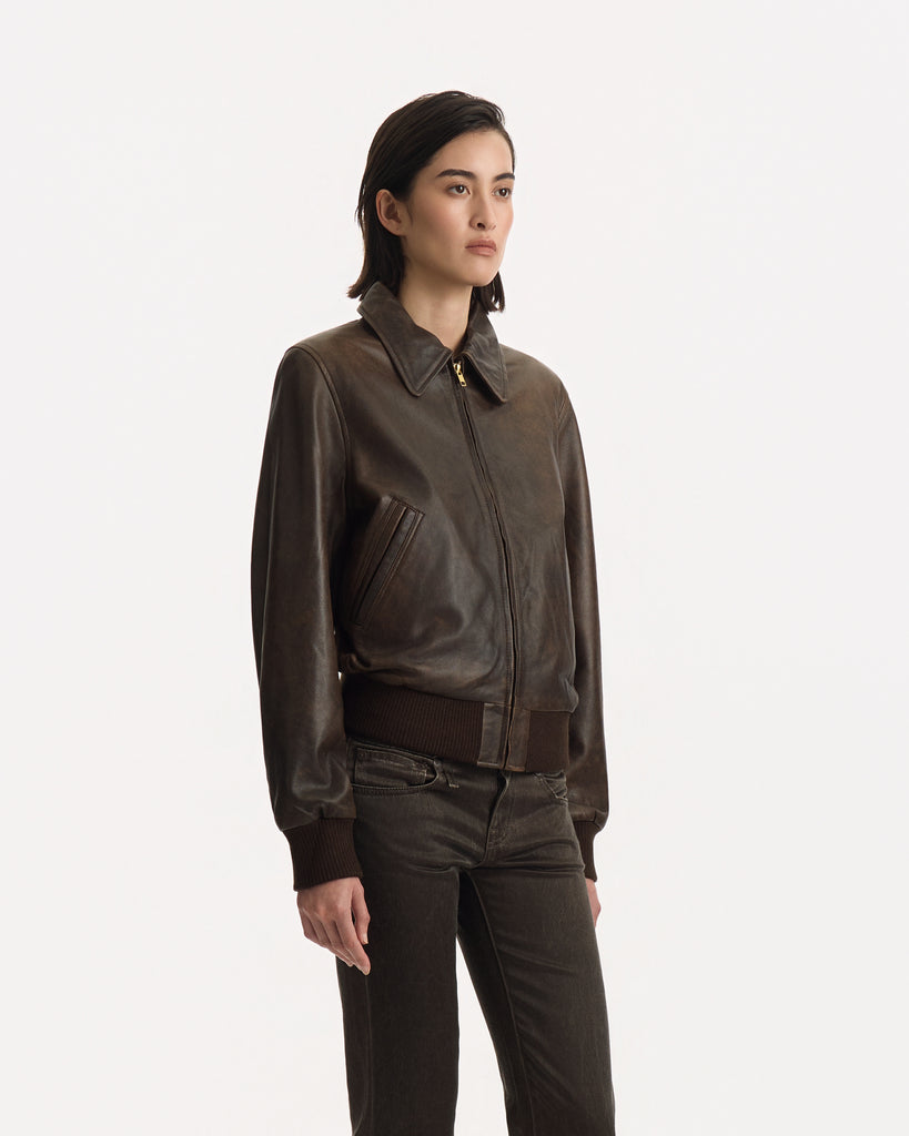 R13 Boyfriend Leather Bomber 