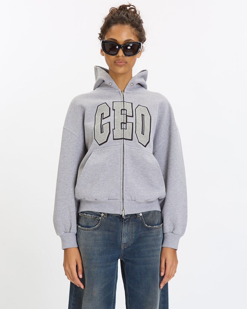 Balenciaga Fit Zip Up Hoodie in heather grey