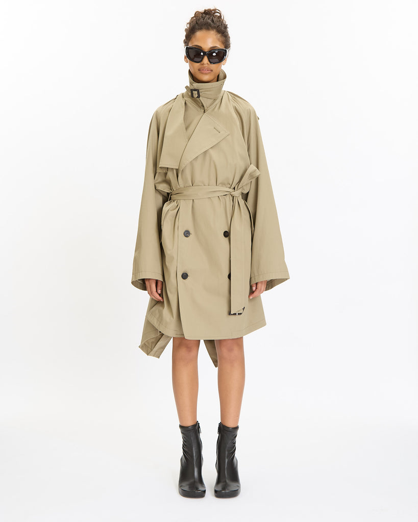 Balenciaga Draped Neck Trench in beige