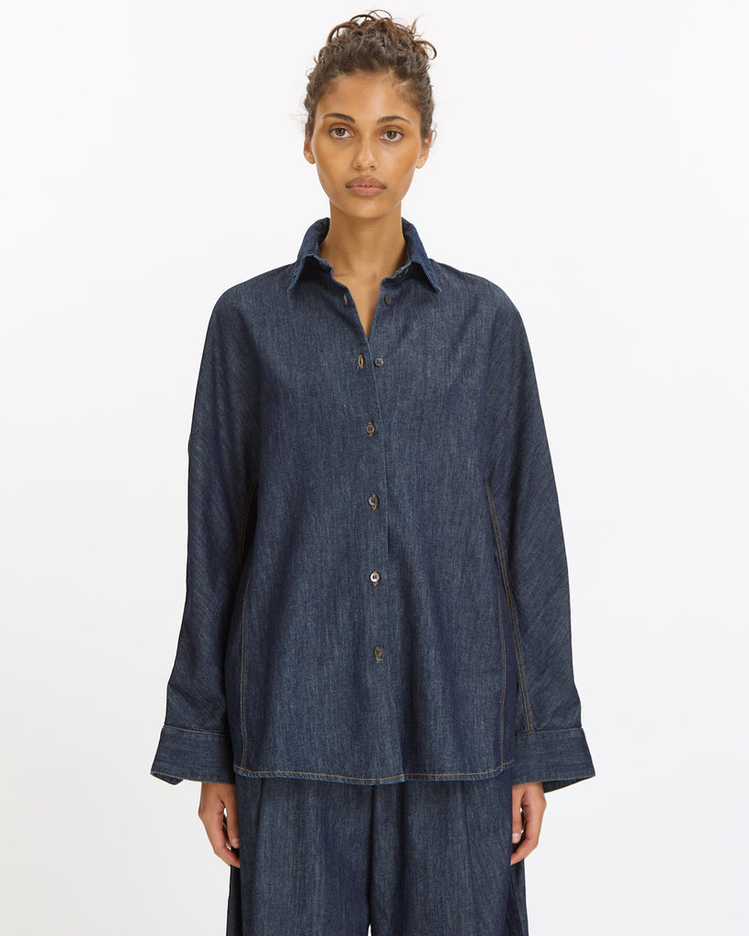 Dries Van Noten Casio Denim Shirt in indigo