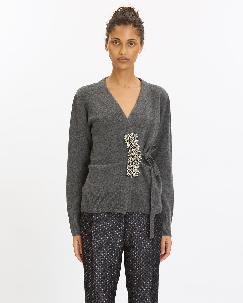 Dries Van Noten Tiah Cardigan in dark grey