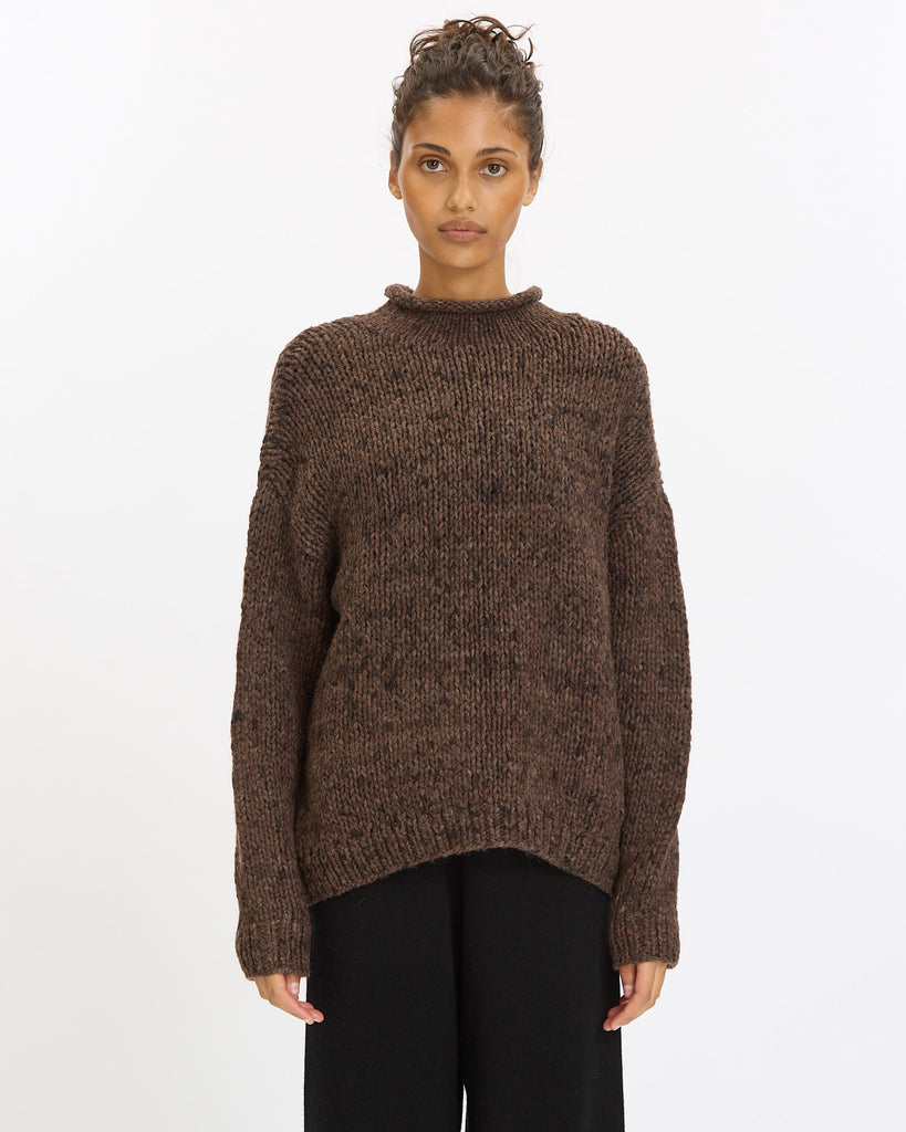 Lauren Manoogian Handknit Paint Rollneck in black paint