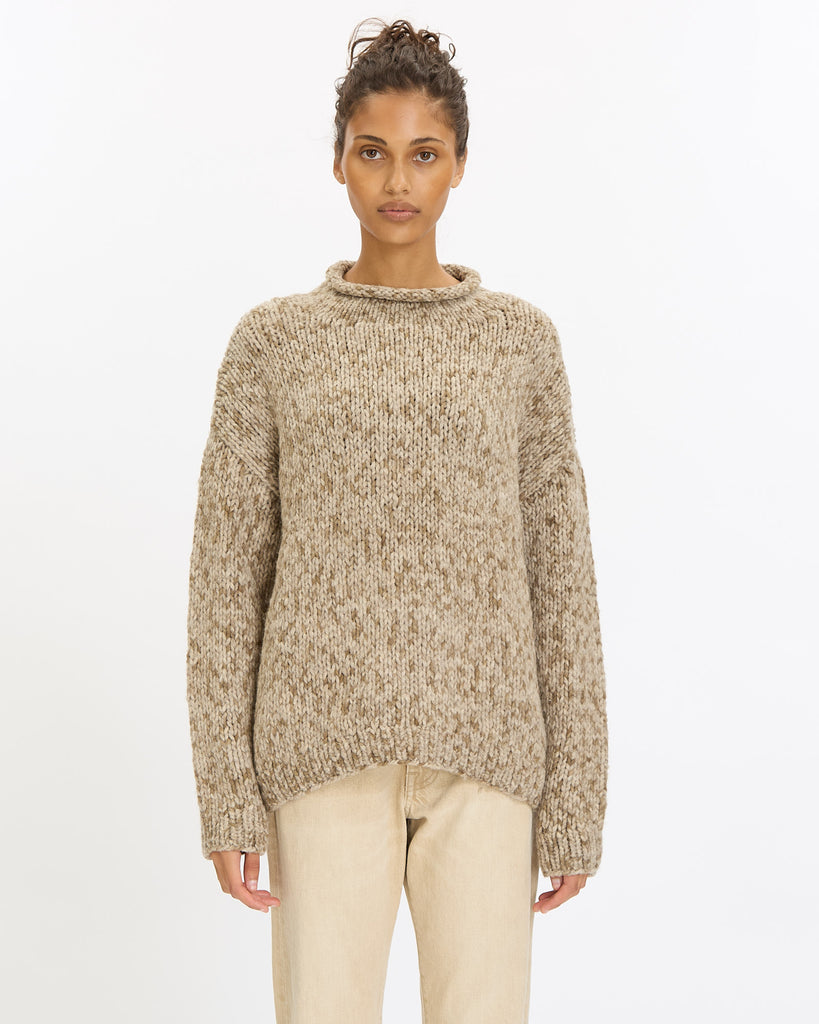 Lauren Manoogian Handknit Paint Rollneck in tobacco paint