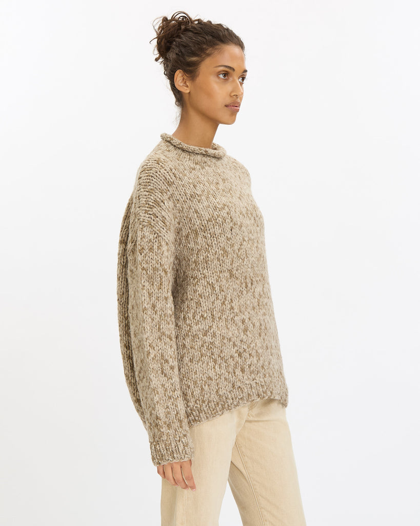 Lauren Manoogian Handknit Paint Rollneck in tobacco paint