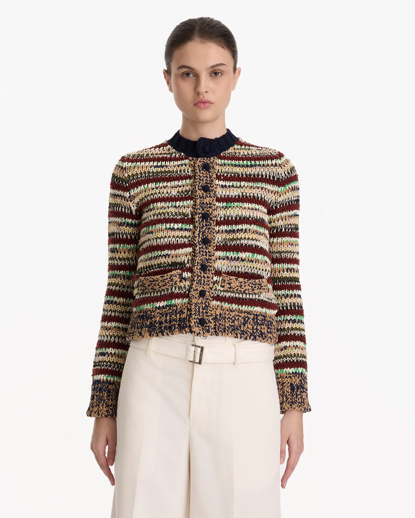 Sacai Mix Knit Cardigan in beige