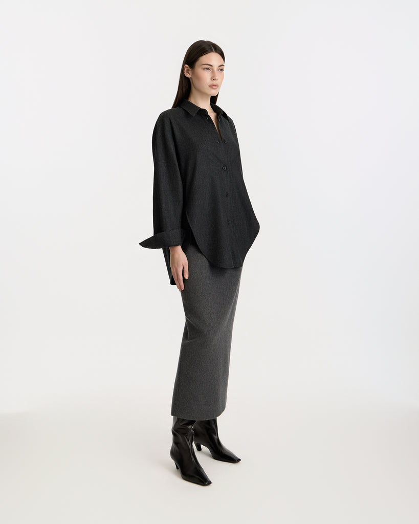 Khaite Loxley Skirt in charcoal 