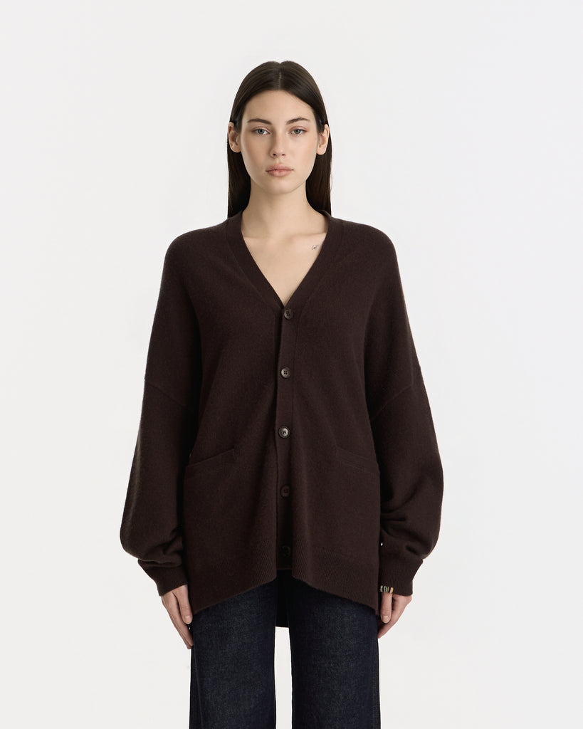 Extreme Cashmere Nº24 Tokio Cardigan in Dark Brown