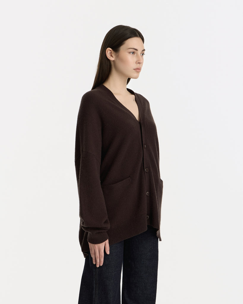 Extreme Cashmere Nº24 Tokio Cardigan in Dark Brown