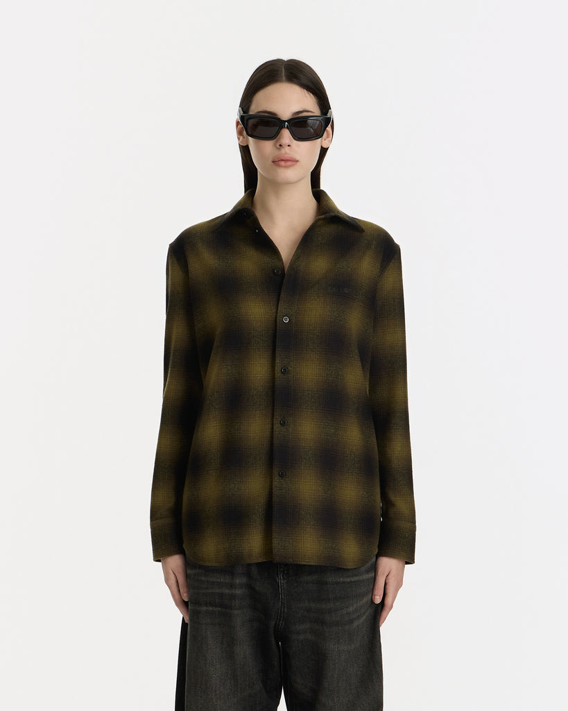Balenciaga Classic Flannel Shirt in khaki/black 