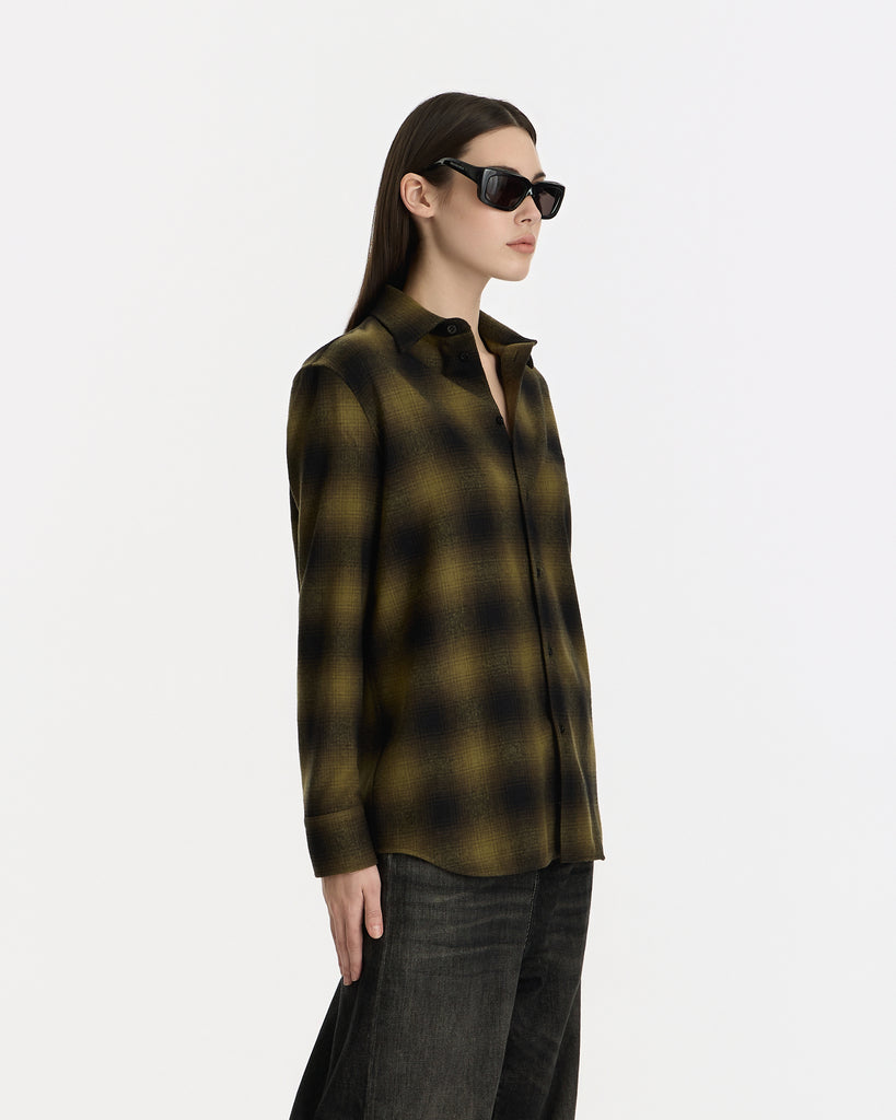 Balenciaga Classic Flannel Shirt in khaki/black 