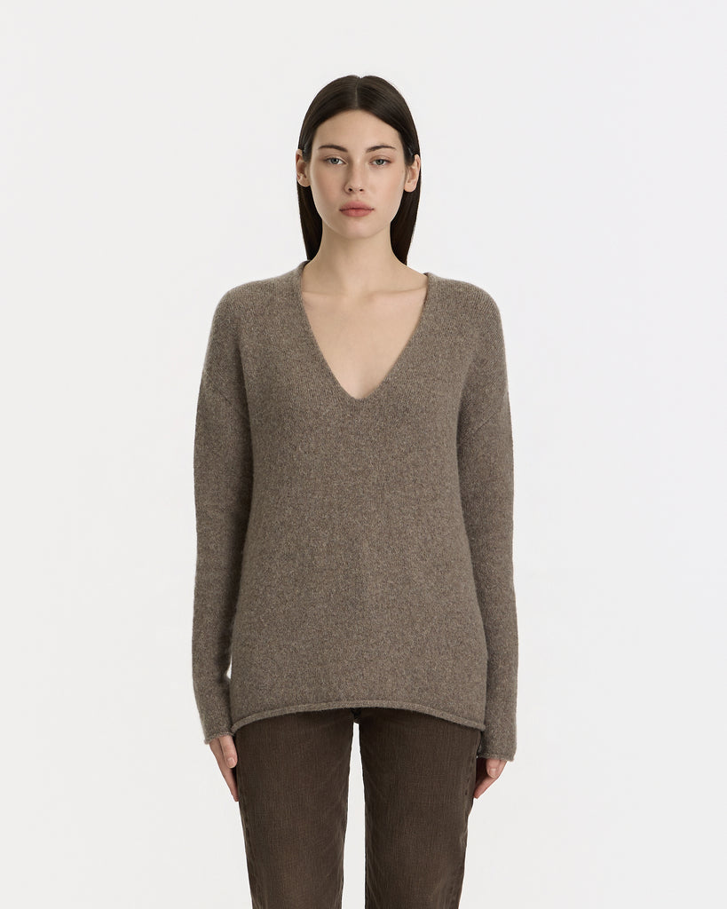 Lauren Manoogian Soft V Neck in grey melange