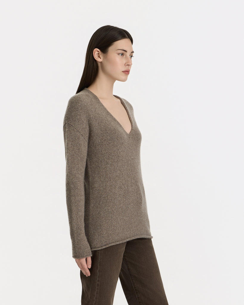 Lauren Manoogian Soft V Neck in grey melange