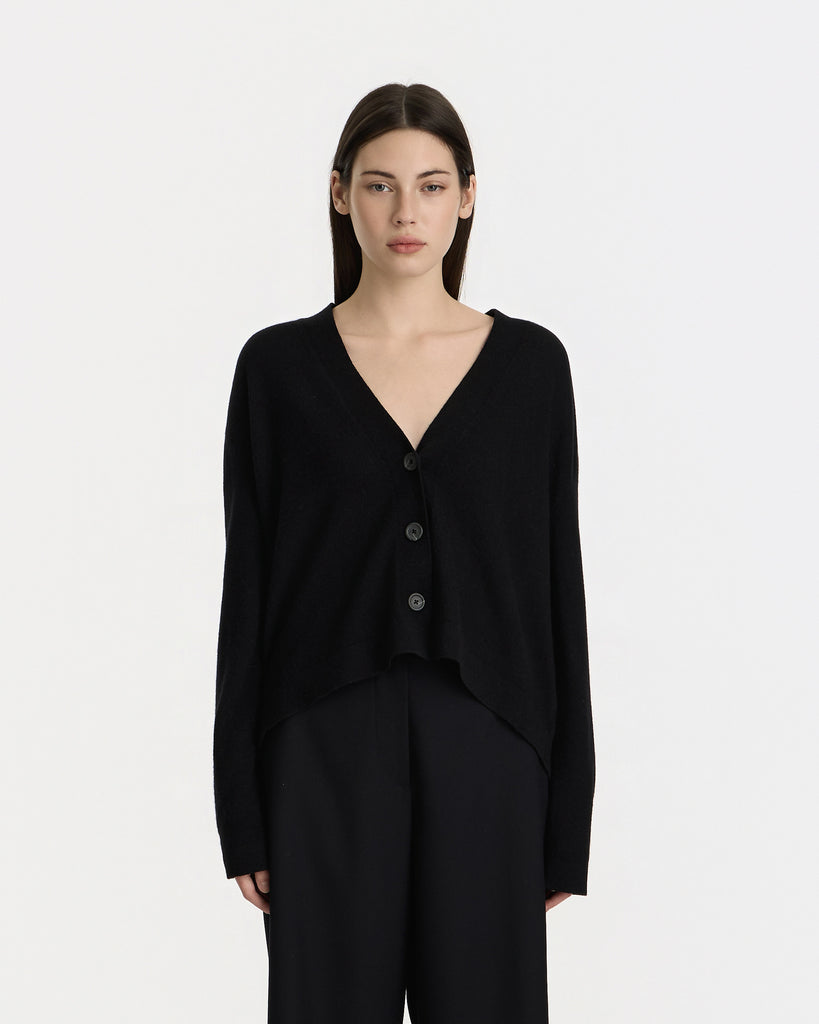 Lauren Manoogian Soft Low Button Cardigan in black