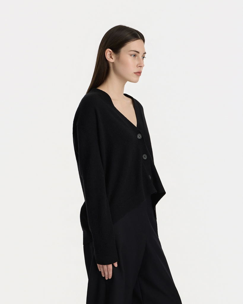 Lauren Manoogian Soft Low Button Cardigan in black