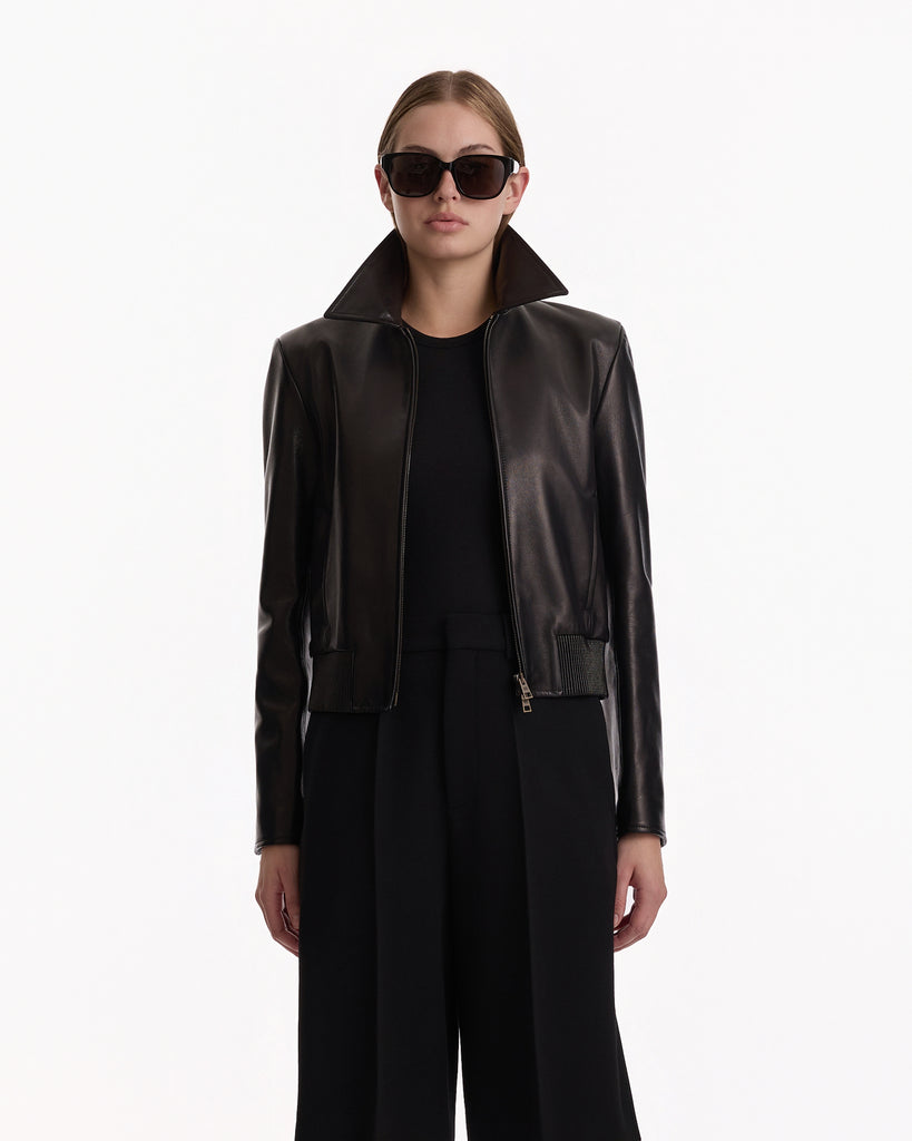 Balenciaga Fitted Leather Jacket in black
