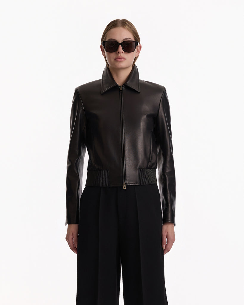 Balenciaga Fitted Leather Jacket in black