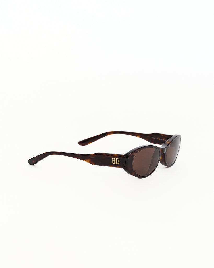 Balenciaga Nova Oval Sunglasses in dark havana