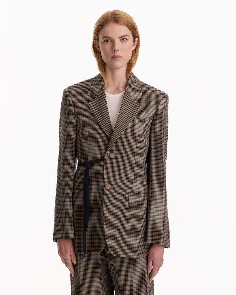 Balenciaga Wrap Tailored Jacket in khaki/brown