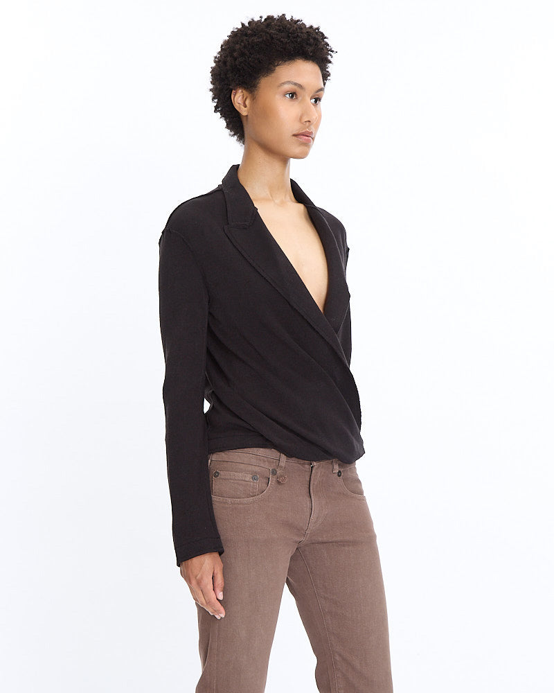 R13 Twisted Lapel Top in black