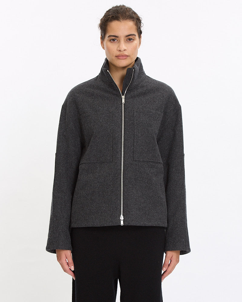 Jil Sander Felt Wool Padded Jacket in grey