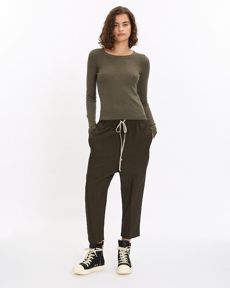 Rick Owens Crop Rib LS T-Shirt in bosco