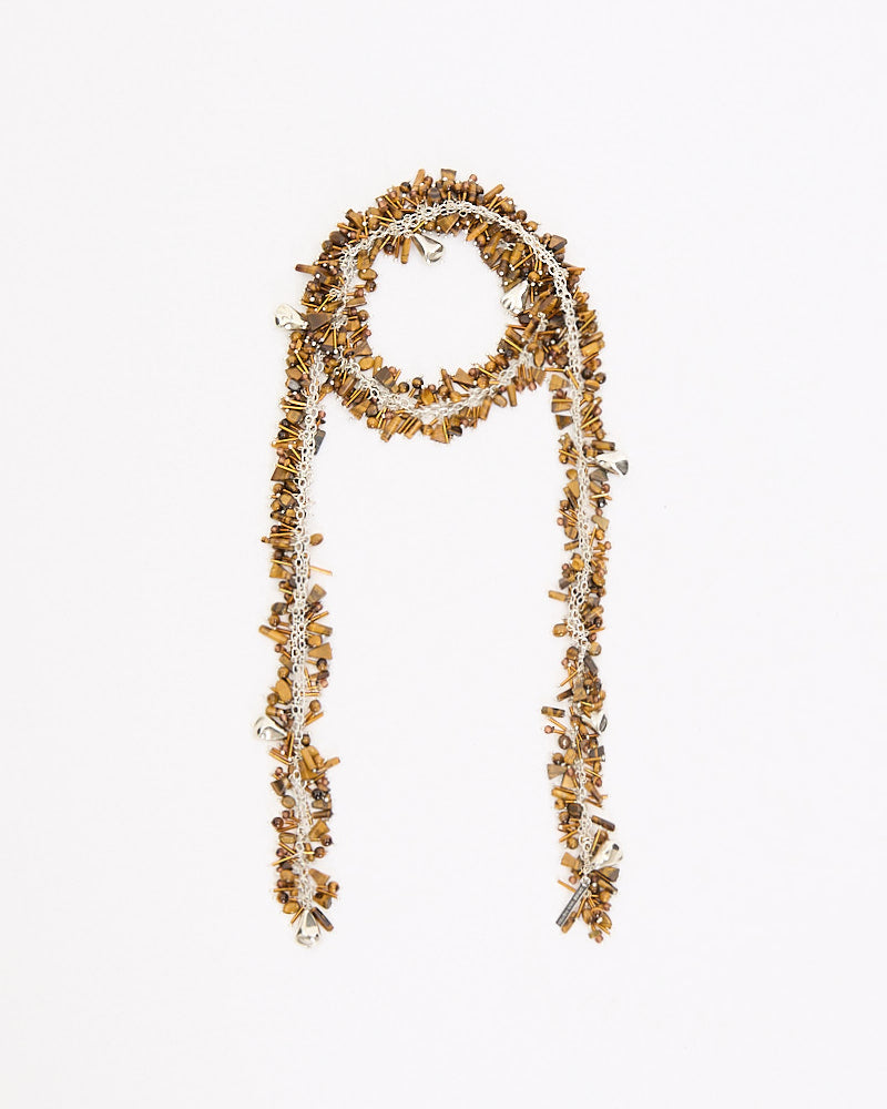 Dries Van Noten Embroidered Scarf Neckline in tiger eye