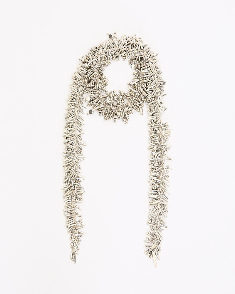 Dries Van Noten Embroidered Scarf Neckline in silver
