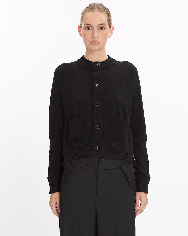 Sacai Wool Knit Cardigan in black