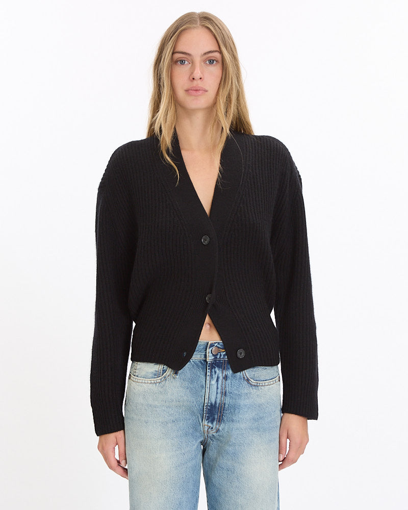 R13 Split Hem Cardigan in black