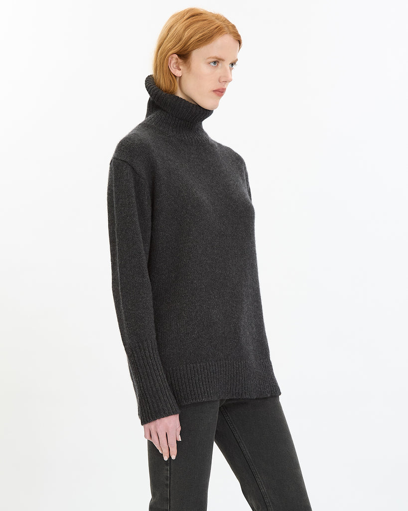 6397 High Neck Long Sleeve in charcoal