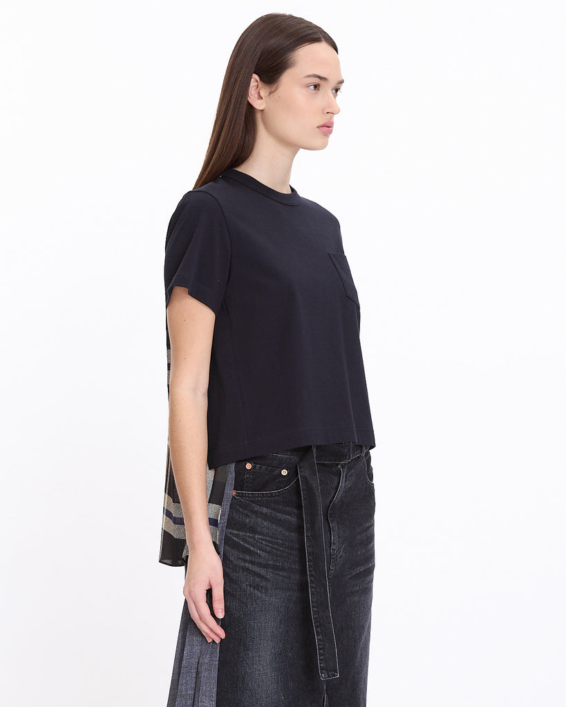 Sacai Plaid Print Jersey T-Shirt