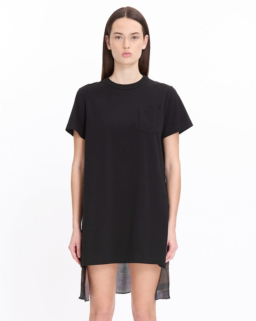 Sacai Plaid Print x Cotton Jersey Dress