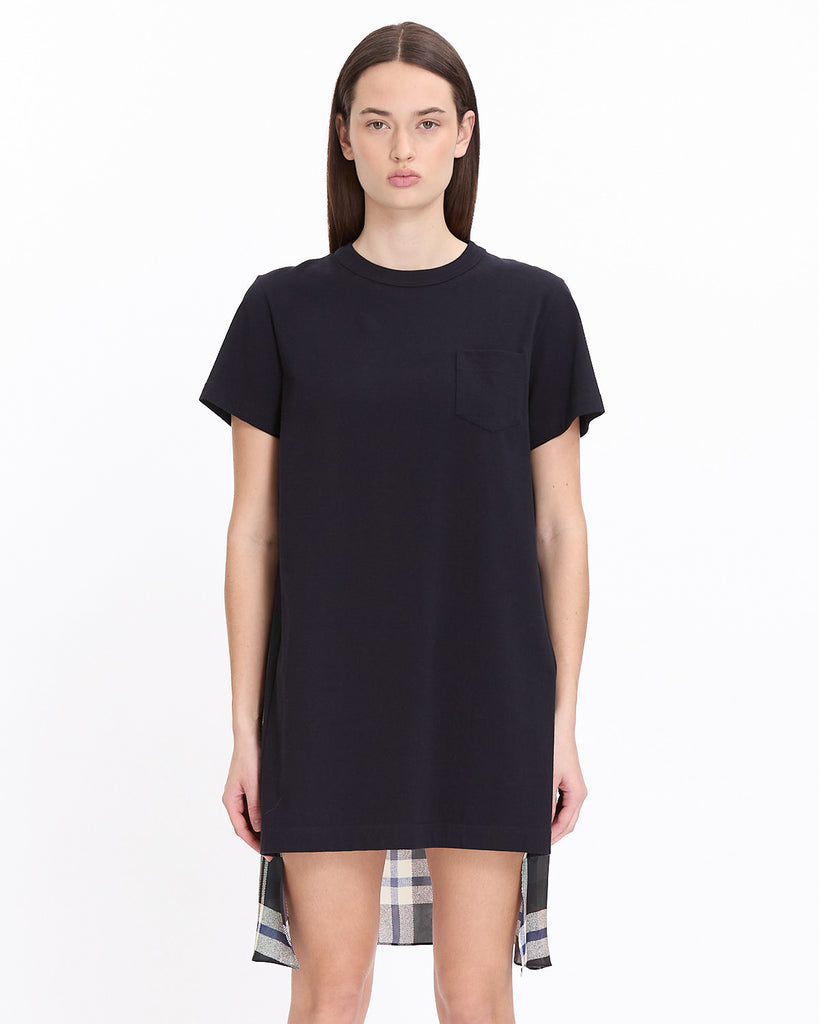 Sacai Plaid Print x Cotton Jersey Dress