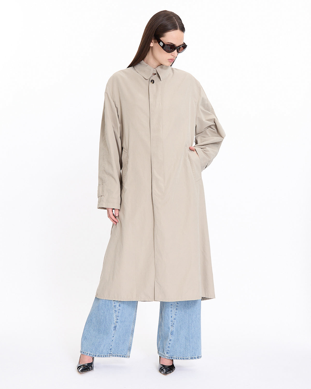 トレンチコート   Peached Cotton Long Trench Coat Peached Trench Coat – 119 Corbo
