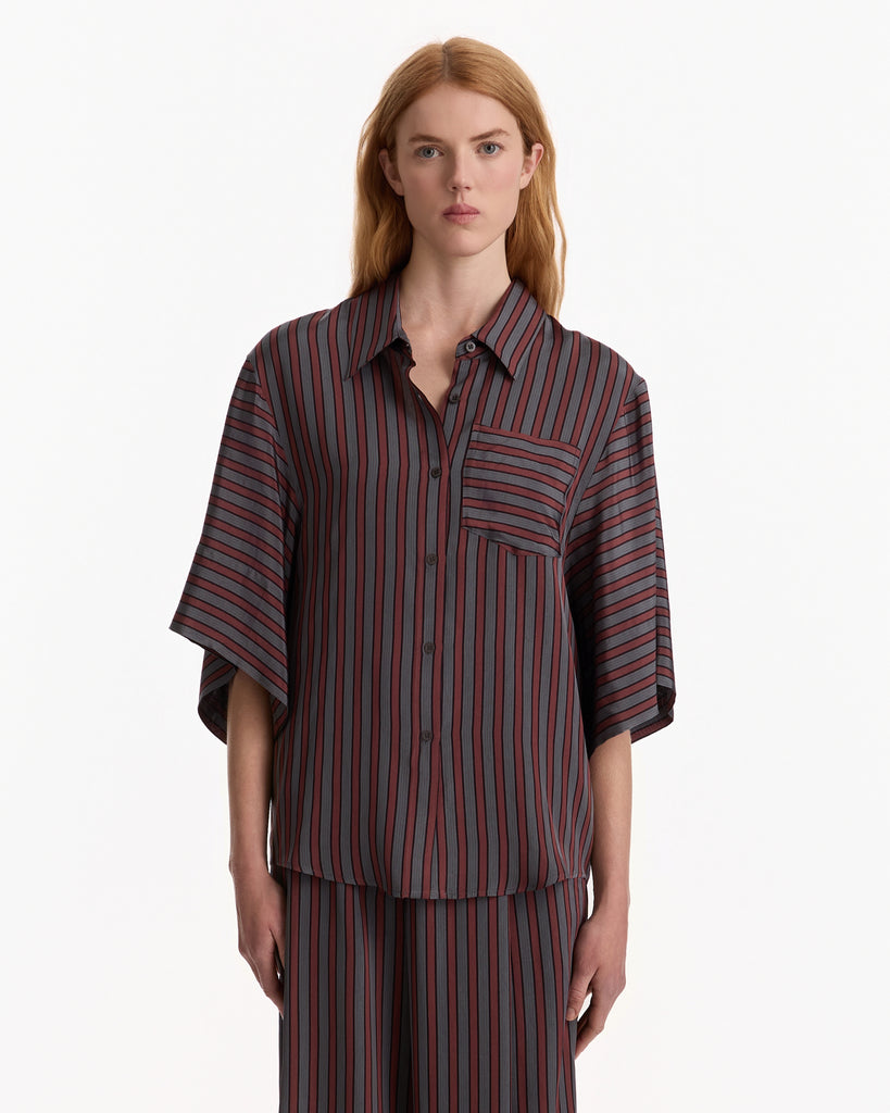 Dries Van Noten Clea Bis Shirt in grey stripe
