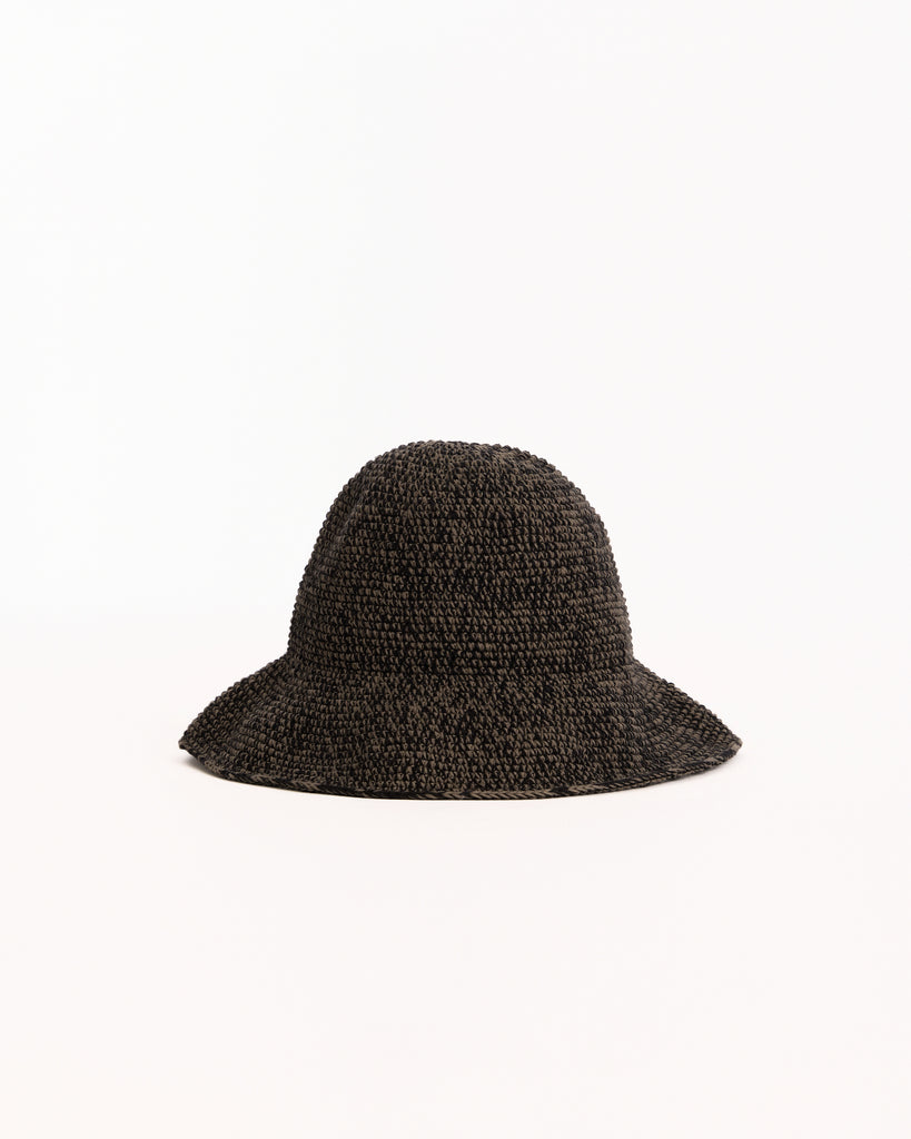 Lauren Manoogian Crochet Brim Hat in black marl
