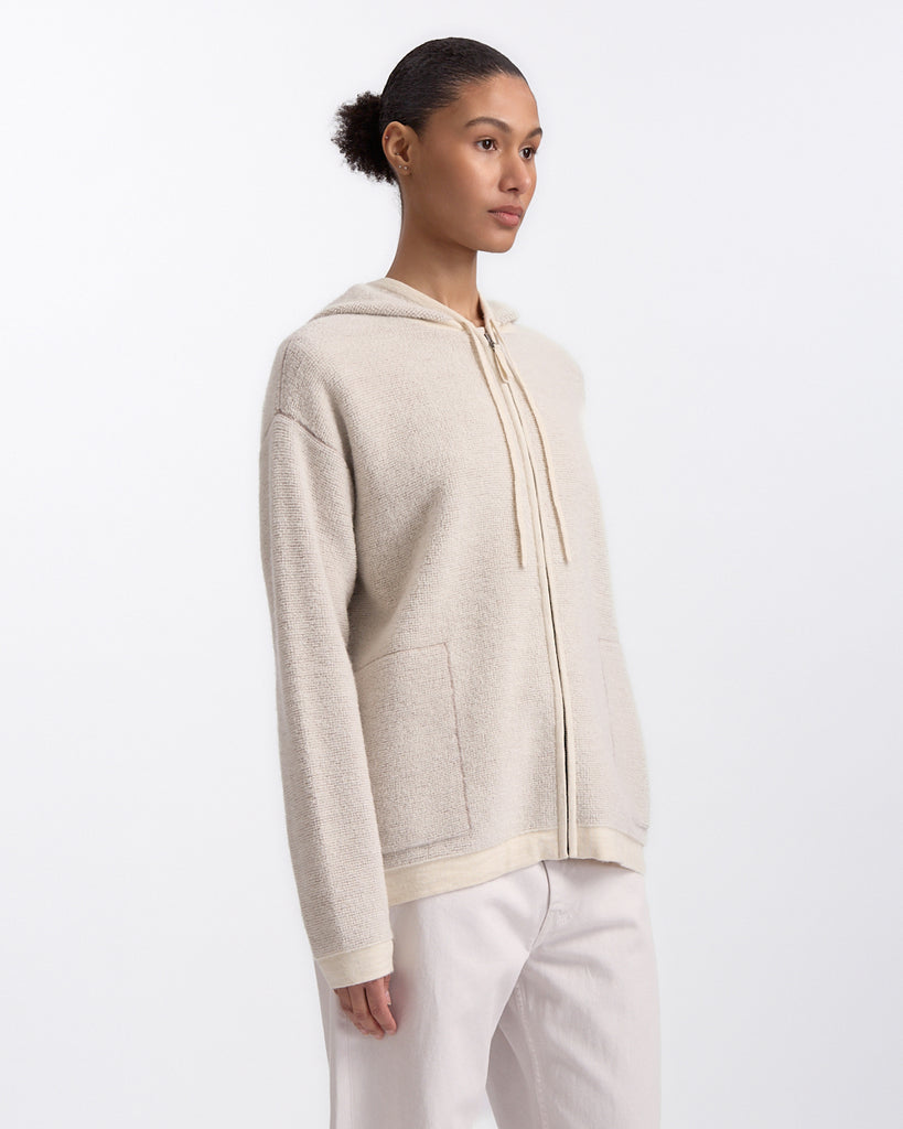Lauren Manoogian Fine Terry Hood Cardigan off white