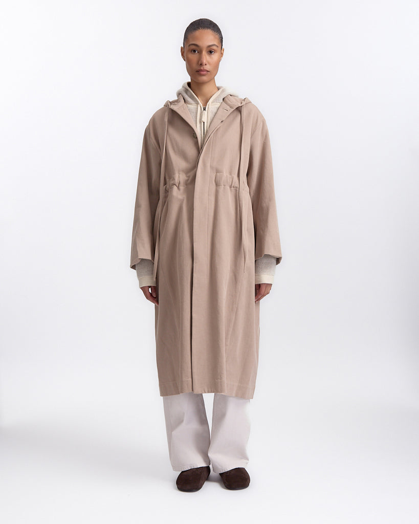 Lauren Manoogian Hood Trench in washed moth