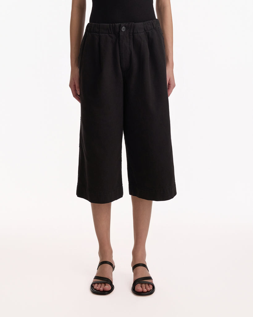 Lauren Manoogian Washed Crop Trousers in black