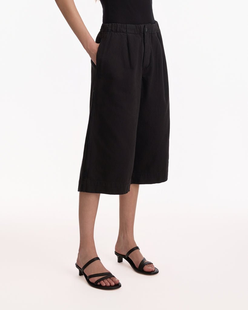 Lauren Manoogian Washed Crop Trousers in black