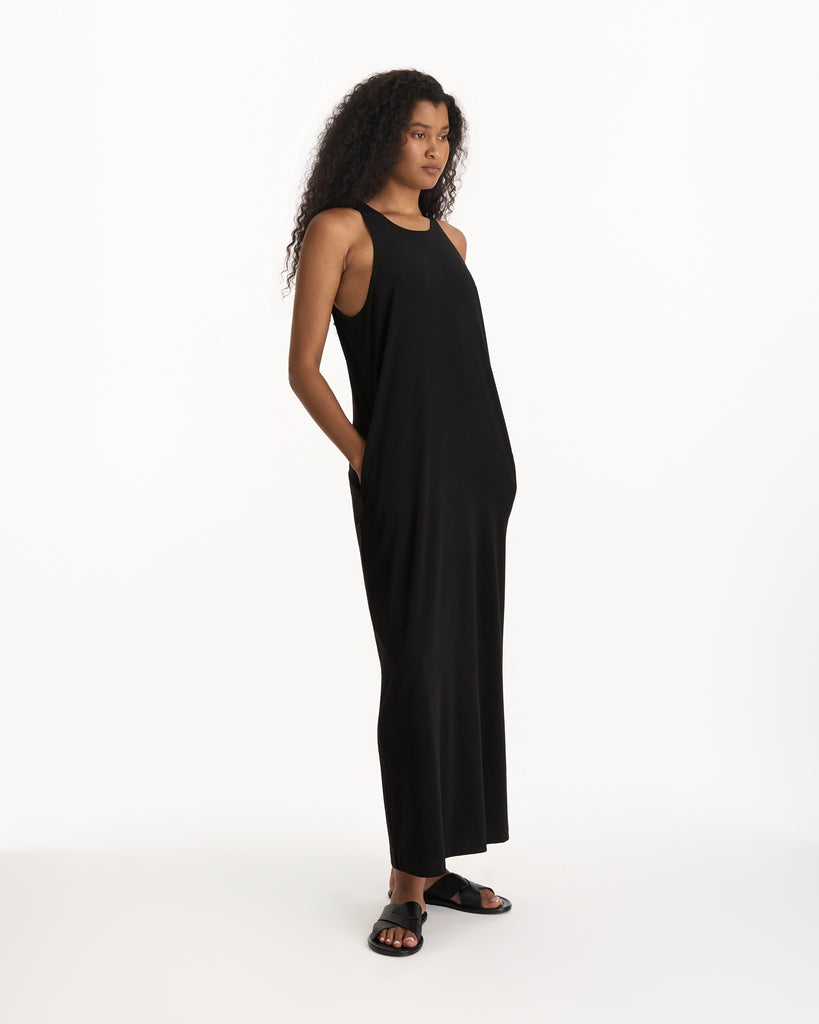 One Nineteen Racer Tank Dress in black