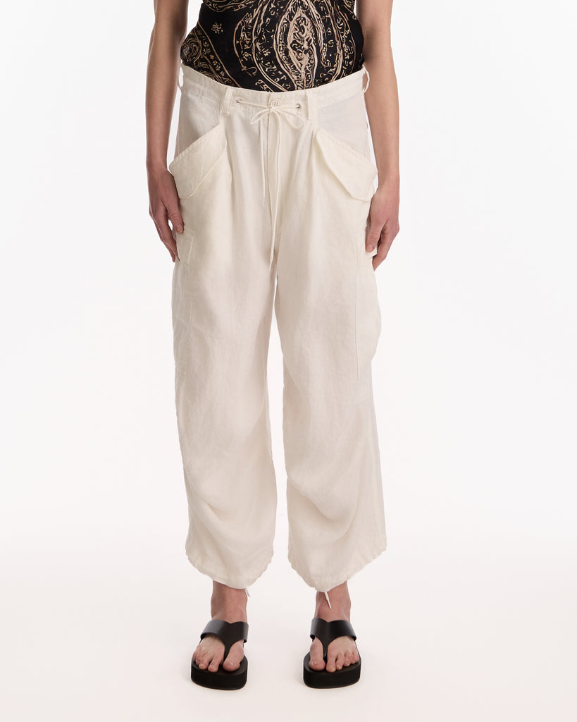 R13 Cropped Cargo Pants in white