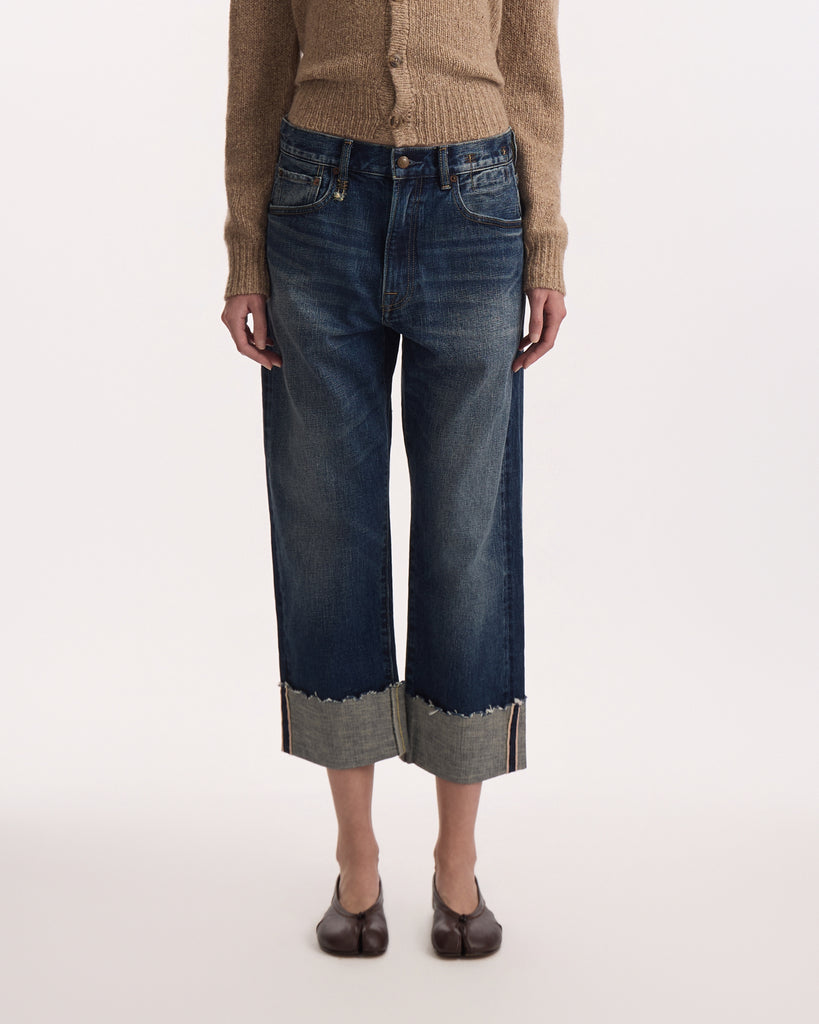 R13 Cuffed X-BF Jean in caslon selvedge blue