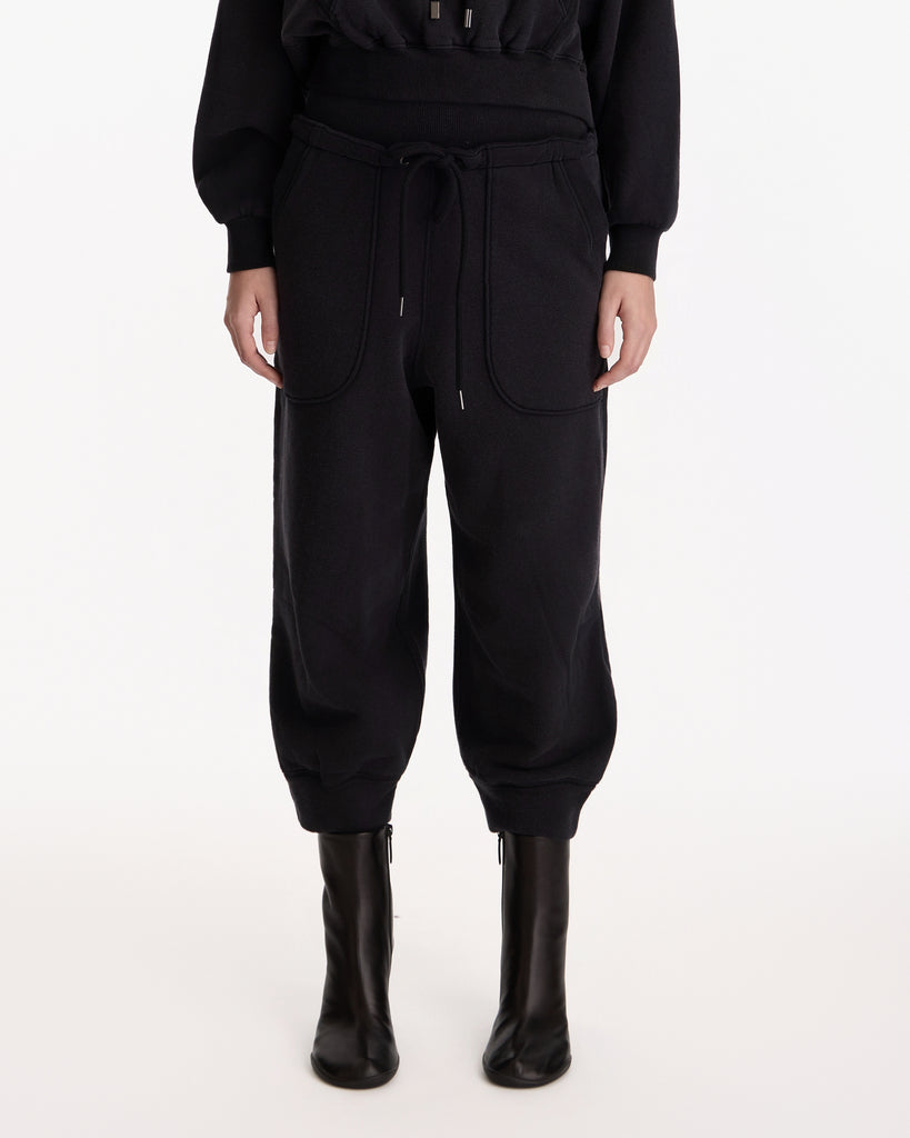 R13 Deconstructed Cropped Sweatpant in black