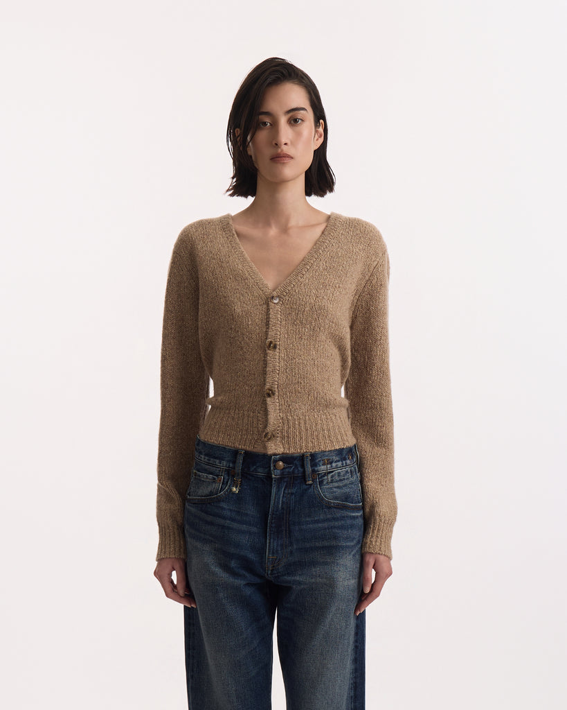 R13 Split Hem Cardigan in came