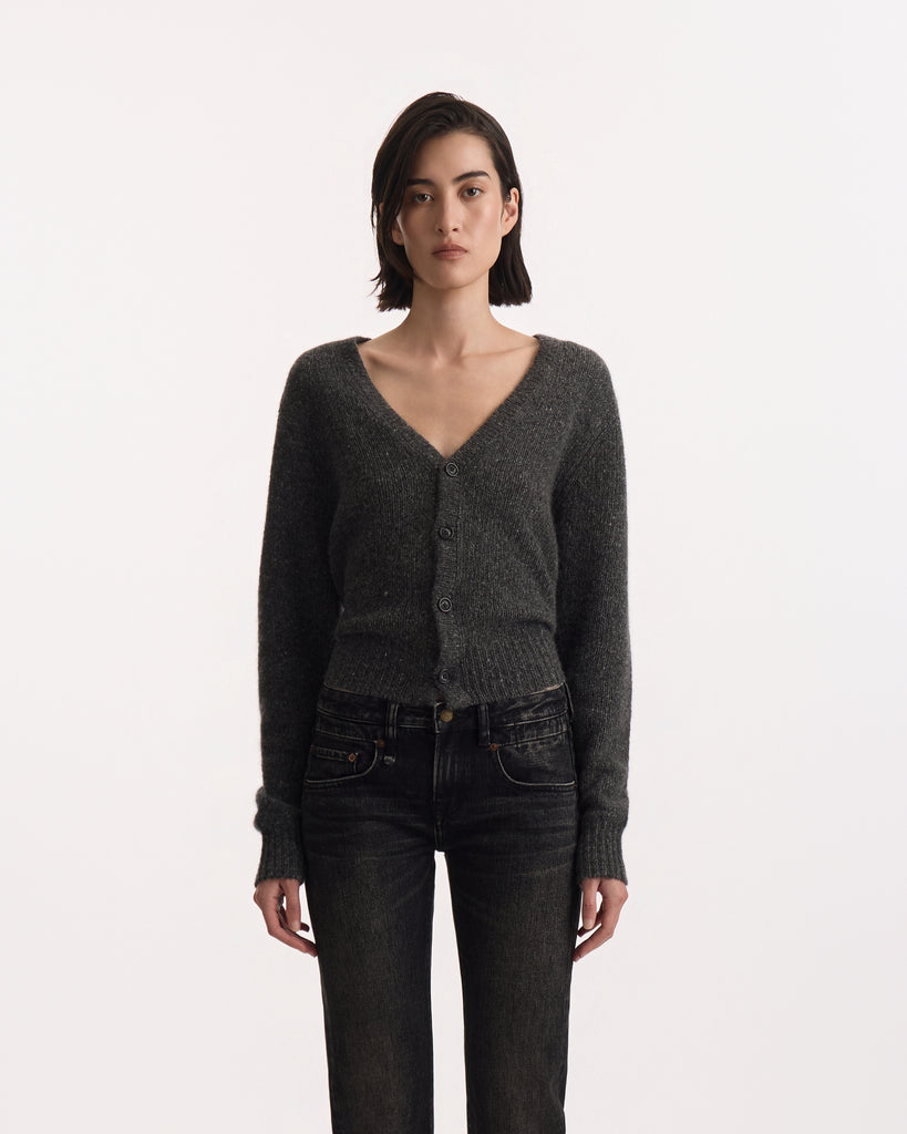 R13 Split Hem Cardigan in charcoal